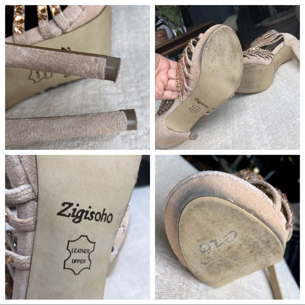ZIGI SOHO Gala suede rhinestone heels size 8